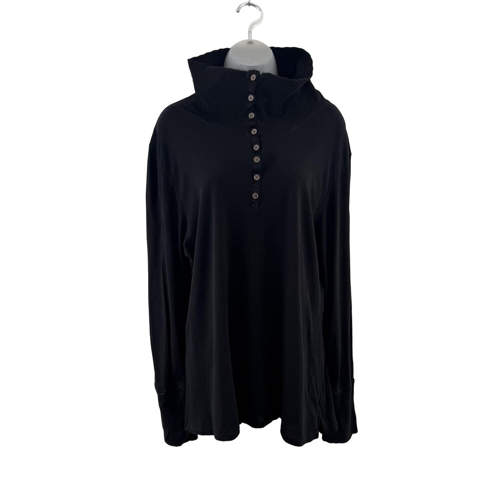 Vintage Old Navy Shirt Womens XXL Black Y2K Turtleneck Henley Long Sleeve Ribbed - Picture 6 of 16